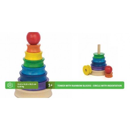 Rainbow block tower - wheel with indentation 