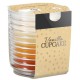 Scented candle in ribbed glass with a filling solution in three colors, pack of 6 pieces