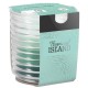 Scented candle in ribbed glass with a filling solution in three colors, pack of 6 pieces