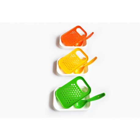 Mini grater 13x9 cm with a container and a spoon included, collective packaging 50 pieces