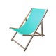A deckchair with a plain fabric without armrests