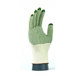 100% cotton, 13 gauge, thin PVC-spotted gloves